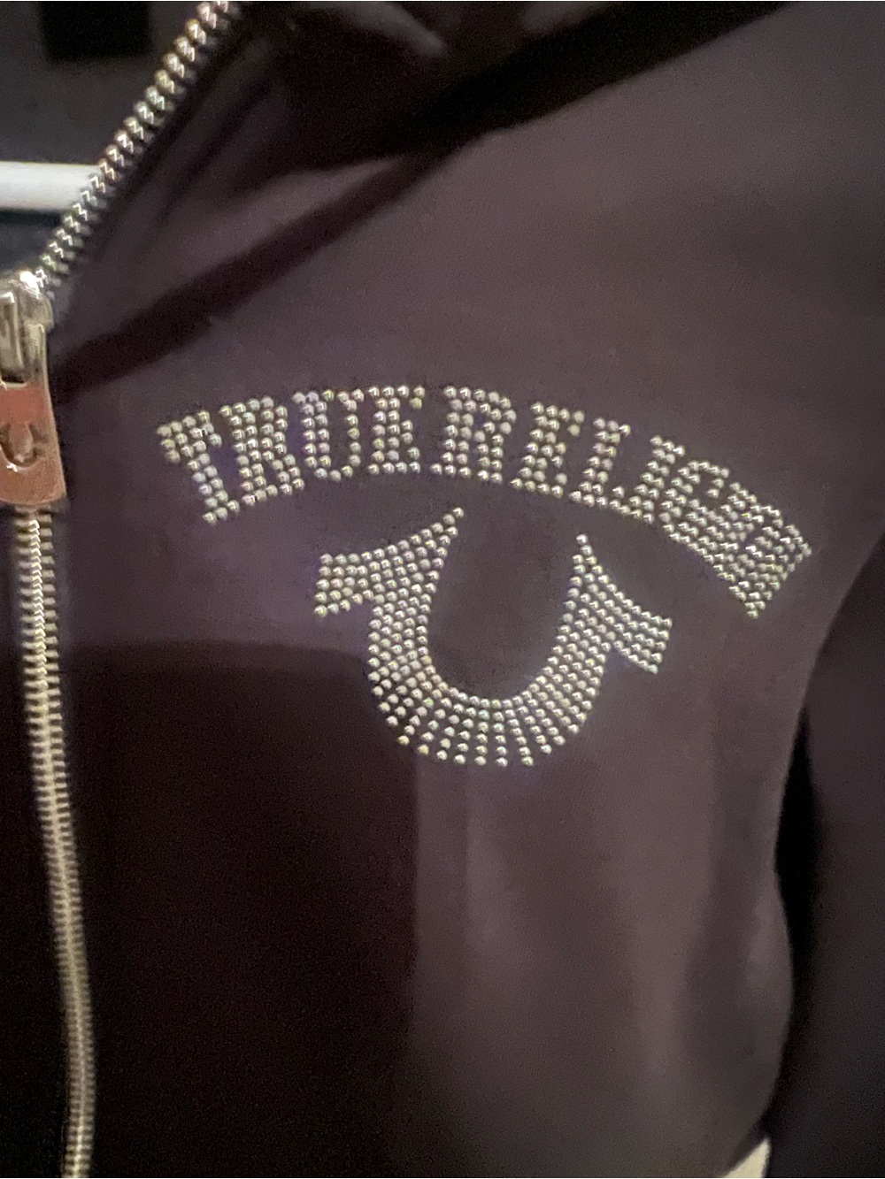 True Religion Black Rhinestone Logo Zip Hoodie & joggers - Picture 4 of 10